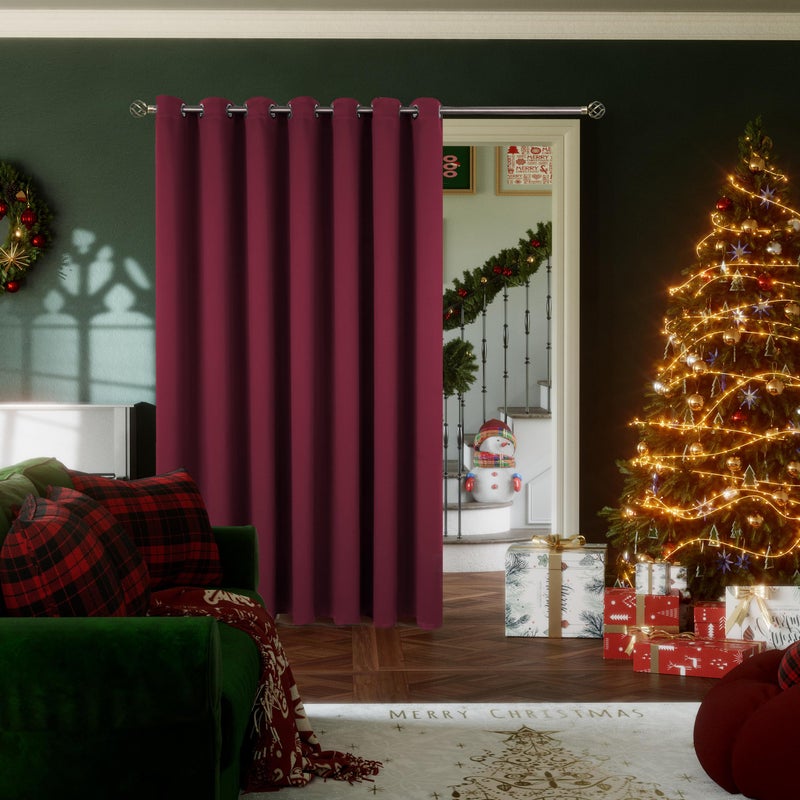 BGment Fashion Sliding Door Curtain 100 X 84 Inches, Wide Thermal Blackout Curtains Room Darkening Room Divider Window Curtain, 1 Panel, Burgundy Red, 84 Length X Wide 100 - Image 2